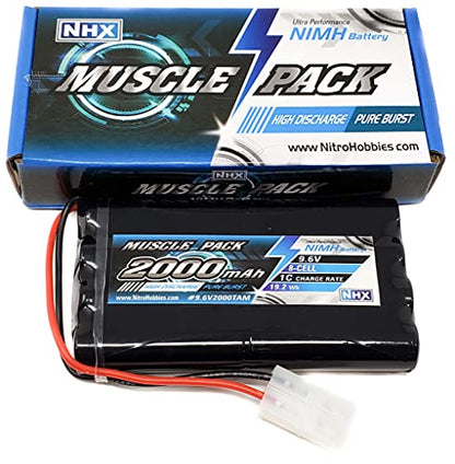 NHX Muscle Pack 9.6V 2000mAh 8-Cell Nimh Flat Battery w/Tamiya Connector