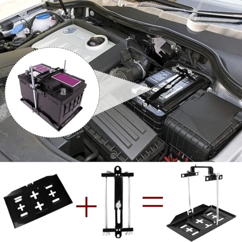Battery Hold Down Tray Kit Metal Adjustable Battery Tray Holder with Bracket Clamp for Cars Boats Marine - size: 9.05-inch Bolt with 13.38-inch Battery Tray