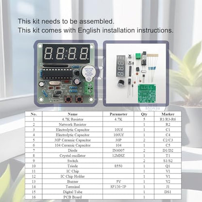 ISolderStore Soldering Practice Kit 4-bit Clock Kit Electronics Kit DIY Kit Soldering Project Soldering Practice Kits Soldering Projects