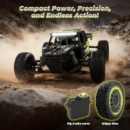 HAIBOXING 18856, 1:18 Desert Off-Road RC Truck Fast 36km/h 4WD Electric Car | RTR Splash-Proof, Hobby Grade for Kids, Beginners and Adults; Dual Batteries for Extended Outdoor Fun - Remote Control RC Toy - color: Yellow