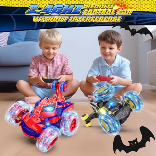 Mafbeanl Remote Control Car Stunt RC Cars 360° Rotating with 2.4GHz Rechargeable Wheel Lights Toys Car Gift for Boys 3 4 5 6 7 8 9 10 11 12 (Black) - color: Black