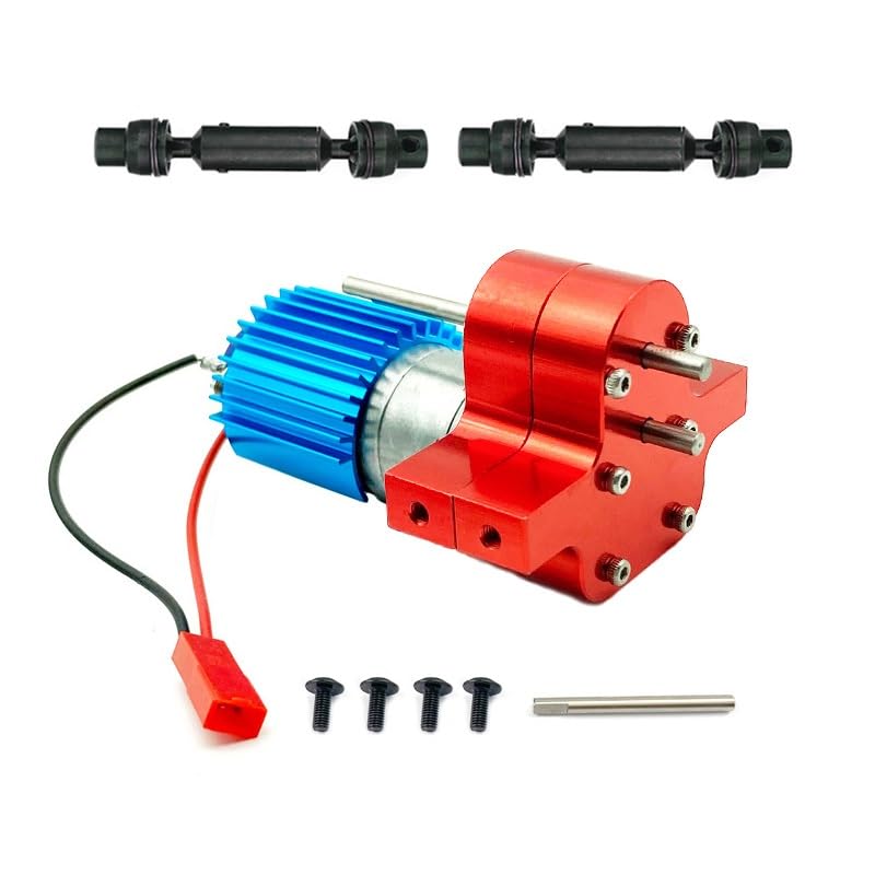 Metal 370 Motor Gearbox Gear Box with Drive Shaft for WPL C14 C24 B24 B36 MN D90 D99 MN99S RC Car Upgrades Parts Accessories(Red) - color: Red