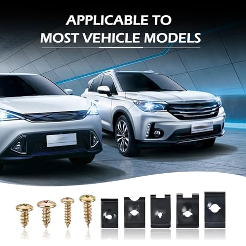 170PCS Car U-Clip and Screw Assortment Kit, 9 Different Sizes Auto U Nut Screw Clip, Car Body Screw Replacement Parts for Dash Door Panel Interior