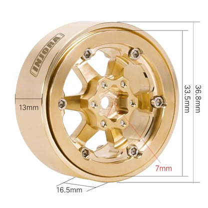 INJORA 1.3" Brass -5.25mm Offset Beadlock Wheel for 1/24 1/18 RC Crawlers - color: Brass