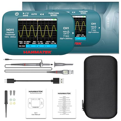 HANMATEK HO11 Handheld Digital Oscilloscope - 10MHz Bandwidth, 48MSa/s High-Precision Sampling, 2.8" TFT Display, USB Rechargeable, Advanced Trigger System, Portable for Fieldwork - style: Professional 10 Mhz