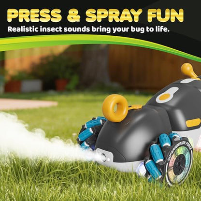 Contixo RC1 Mech Stunt RC Caterpillar Car – Kids Remote Control Car, Omni-Directional 360° in-Place Rotation, Mist Spray, LED Lights, All-Terrain Stunt Vehicle, Torsion Body, 2.4GHz Remote, Black - color: Black