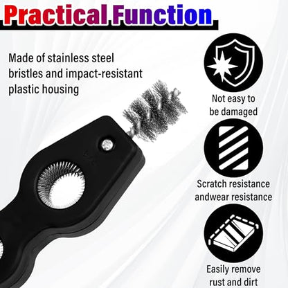 Car Battery Terminal Cleaning Brush,4 in 1 Auto Battery Cleaner (Black) | Anti-Rust Battery Terminals Machine Parts Cleaning Tool with Steel Wire for Plumbing Installation Soldering Brazing - color: Black