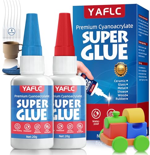 Super Glue Clear, Super Glue All Purpose 40g | Super Glue Cyanoacrylate Adhesive for Ceramic, Plastic, Metal, Wood, Shoe, Rubber, Rhinestone, Glass, Crafts DIY - style: Super Glue
