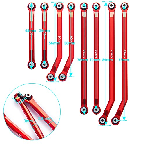 Higher Extra Clearance RC Links Linkage Set for 1/24th Axial SCX24 Gladiator AXI00005 RC Crawler Car Upgrades Parts (Red) - color: Red