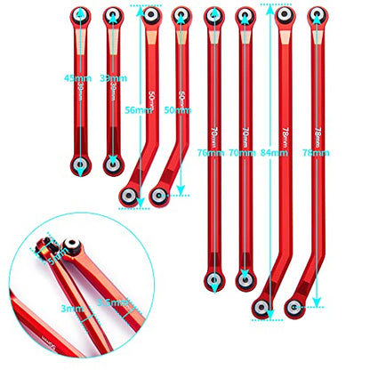 Higher Extra Clearance RC Links Linkage Set for 1/24th Axial SCX24 Gladiator AXI00005 RC Crawler Car Upgrades Parts (Red) - color: Red