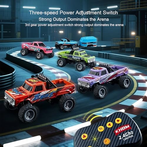 1/64 Scale Alloy RC Car 2.4GHZ Off-Road Remote Control Car with Trailer Three Speed Adjustment Small RC Truck Gifts for Christmas Day Birthday (HB10 Red) - style: HB10 Red