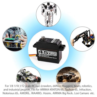 ZOSKAY 45kg Rc Servo Brushless Servo Metal Gear High Torque for TRX4 TRX6 SCX10 III 1/10 RC Crawler Upgrade Parts(45KG-180°)