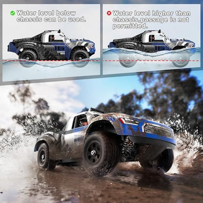 1:16 Scale RC Monster Truck, 2.4GHz Remote Control Fast RC Car 36km/h 4WD Off-Road Water-Resistant Electric Powered Vehicle with Dual Batteries, Drift & Off-Road Tires, Metal Drivetrain and LED Lights