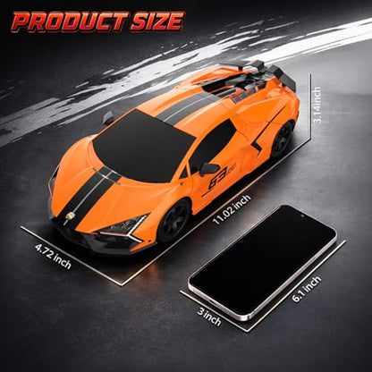 RC Drift Car, 1:16 Remote Control Car 2.4Ghz High Speed RC Cars 4WD Racing Sport Toy Cars with LED Lights, Spray, Drifting Tires, 2 Batteries for Kids Boys Girls Adults Birthday Christmas - color: Orange