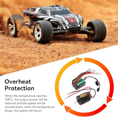13T Brushed Motor ESC Combo, 540 Brushed Motor with 65A Water Proof Brushed ESC RC Connector Car Accessories for Scx10 90046