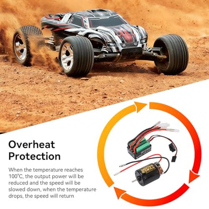 13T Brushed Motor ESC Combo, 540 Brushed Motor with 65A Water Proof Brushed ESC RC Connector Car Accessories for Scx10 90046