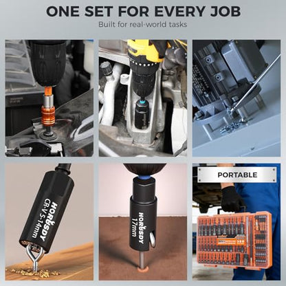 Upgraded 79-Piece Magnetic Impact Nut Driver Set, Metric & SAE with 3LB Magnetic Pickup Tool, Socket Adapters, Wing Nut Driver, Universal Sockets, Quick-Change Bit Holder & Extensions, Power Bits - style: Multi-Use Kit