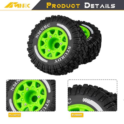 Pre-Glued Plastic RC Wheels and Tires 12MM 14MM 17MM Hex Compatible with Arrma Axial RC4WD Redcat Slash 2WD 4X4 Senton Short Course Truck Upgrades Part Green - color: Green