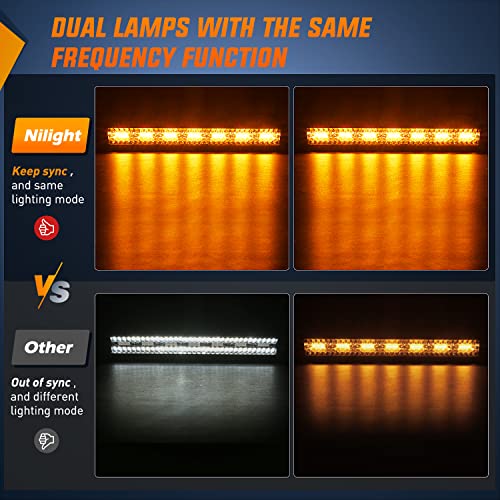 Nilight 20inch Light Bar 4inch Pod Amber White Strobe 6 Modes Light Kit | Constant/Flash 6 Modes Auxiliary Lights, Spot-Flood Combo Beam, 22" 420W bar 2×4" 60W Pod light w/ Wiring Harness - color: Amber&White - 20Inch Light Bar + 2Pcs 4Inch Pods + Wiring