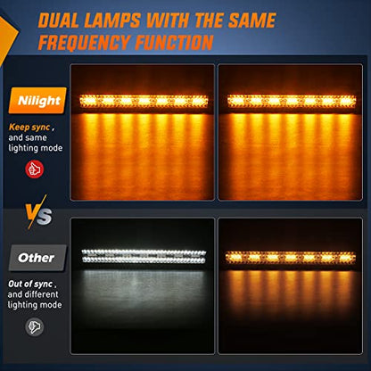 Nilight 20inch Light Bar 4inch Pod Amber White Strobe 6 Modes Light Kit | Constant/Flash 6 Modes Auxiliary Lights, Spot-Flood Combo Beam, 22" 420W bar 2×4" 60W Pod light w/ Wiring Harness - color: Amber&White - 20Inch Light Bar + 2Pcs 4Inch Pods + Wiring
