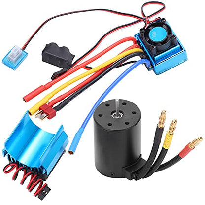 3650 2300KV Brushless Motor and 60A ESC Combo with Heat Sink, fit for /10 RC Cars, High Performance Sensorless Speed Controller Set Truck