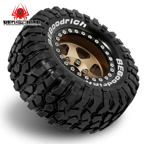 REDSPIDER 1.9'' Rock Crawler Tires OD 95mm/3.74'' (4PCS) For 1/12 RC Crawler MJX H12Y+ H12P Upgrade Replacement Tires (Brown) - color: Brown