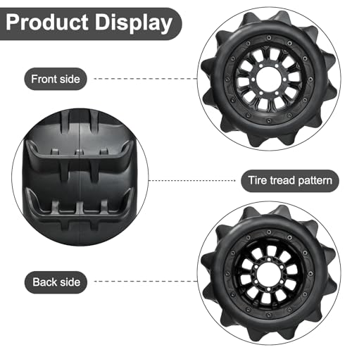 LRFHL 2.8 Beadlock Wheel Tires with 14mm/12mm Hex Adapter for 1/10 RC Car | 4PCS RC Tires Sand Terrain, 1/10 RC Monster Truck, for Traxxas Rustler Stampede Redcat Arrma Vorteks Big Rock Granite - color: Black