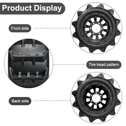 LRFHL 2.8 Beadlock Wheel Tires with 14mm/12mm Hex Adapter for 1/10 RC Car | 4PCS RC Tires Sand Terrain, 1/10 RC Monster Truck, for Traxxas Rustler Stampede Redcat Arrma Vorteks Big Rock Granite - color: Black