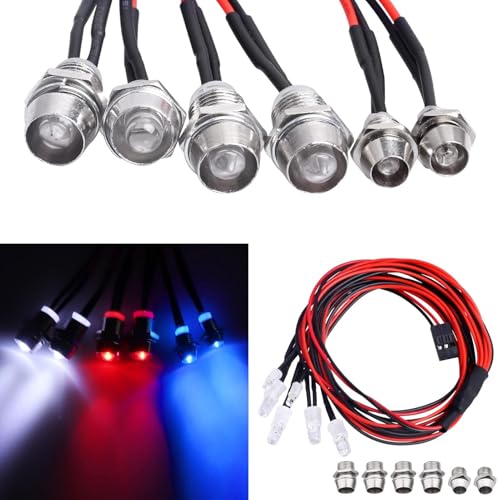 HobbyPark 6 LED RC Light Kit Headlights Taillight LEDs for Traxxas Slash Rustler Arrma Axial SCX10 Redcat RC4WD HPI Truck Tamiya Crawler Body Shell Parts