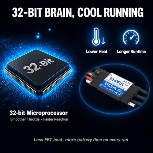 ZTW Shark G2 30A ESC 2-4S Built-in Swithcing BEC 5V/6V 4A Water-Cooling Bidirectional Waterproof Brushless Speed Controller for RC Boat Marine - size: 30A