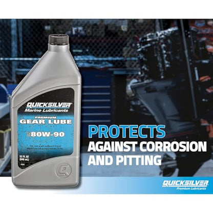 Quicksilver by Mercury Marine 80W-90 Premium Gear Lube, Marine Engine, 32 oz. - size: 32oz