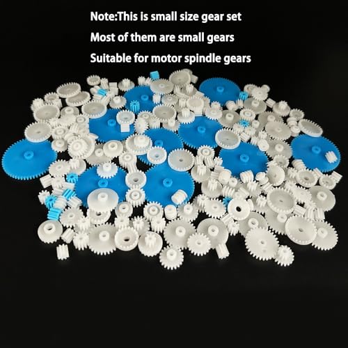 200PCS Module 0.5 Plastic Gear Single Gear Spindle Gear Small Motor Gears for DC Motor RC Car Robot DIY Model Toy Parts (White,Blue) - color: White,Blue