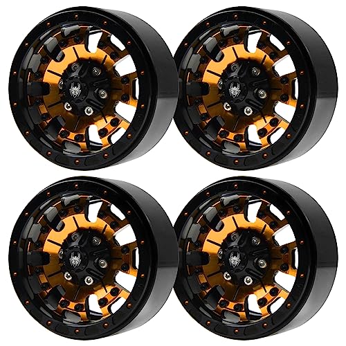 ShareGoo Metal 1.9inch Beadlock Wheel Rims 12mm Hex Hubs 10-Spoke Compatible with Traxxas TRX4 Axial SCX10 RC4WD D90 D110 Tamiya CC01 MST Redcat Gen8 1/10 RC Crawler Car (Yellow) - color: Yellow