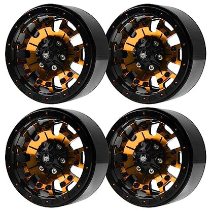 ShareGoo Metal 1.9inch Beadlock Wheel Rims 12mm Hex Hubs 10-Spoke Compatible with Traxxas TRX4 Axial SCX10 RC4WD D90 D110 Tamiya CC01 MST Redcat Gen8 1/10 RC Crawler Car (Yellow) - color: Yellow