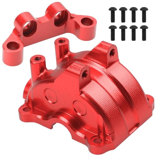 ShareGoo Metal Differential Gearbox Cover Diff Housing Case & Upper Arm Compatible with Tamiya TT02 TT-02D TT-02B TT-02FT 1/10 RC Car (Red) - color: Red