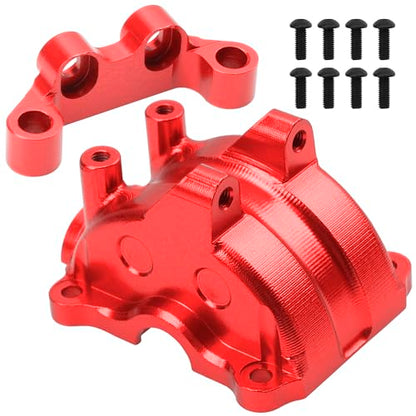 ShareGoo Metal Differential Gearbox Cover Diff Housing Case & Upper Arm Compatible with Tamiya TT02 TT-02D TT-02B TT-02FT 1/10 RC Car (Red) - color: Red