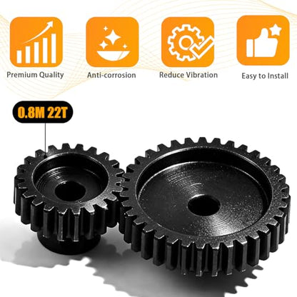 3-Pack Steel Metal 0.8M 5mm Pinion Motor Gear Sets 22T Compatible with HPI Kyosho Losi Axial Tamiya 1/8 1/10 RC Car Monster Truck Buggy, 0.8 Module Gear for Traxxsa Arrma - style: 3Pcs 22T