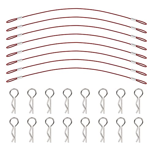 8Pack ShareGoo Metal Clip R Pin Rod with Steel Anti-Lost Rope RC Body Shell Clip Wire Compatible with 1/8 1/10 Traxxas HSP Arrma Axial Redcat RC Car Truck Crawler (Red) - color: Red