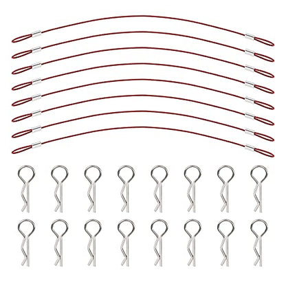 8Pack ShareGoo Metal Clip R Pin Rod with Steel Anti-Lost Rope RC Body Shell Clip Wire Compatible with 1/8 1/10 Traxxas HSP Arrma Axial Redcat RC Car Truck Crawler (Red) - color: Red