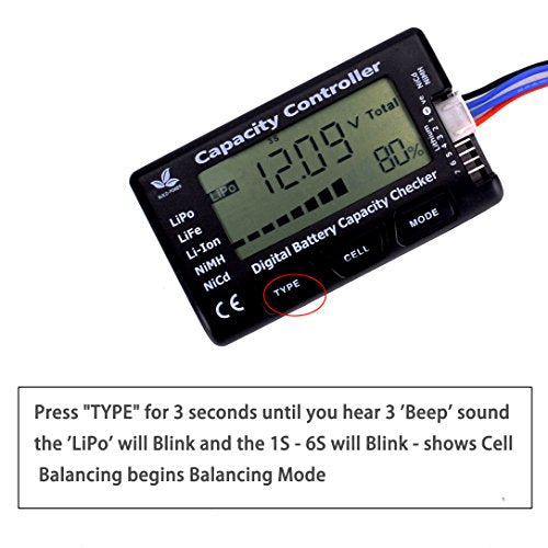 RC CellMeter-7 Digital Battery Capacity Checker Controller Tester for LiPo LiFe Li-ion NiMH Nicd