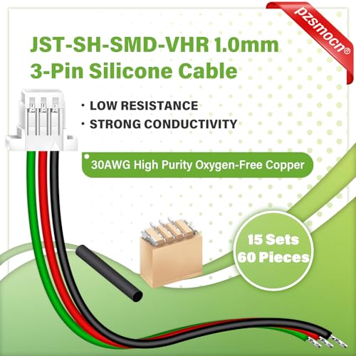 15 Sets/60 Pcs Mini Micro JST-SH-SMD-VHR 1.0mm 3-Pin Connector Kit | Premium Automotive Wiring, Heavy Duty Terminals, Reliable Circuit Board, High Temperature Housing, Easy Project Assembly - size: 3-Pin, style: JST-SH-VHR