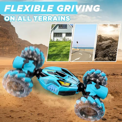 Gesture Sensing RC Stunt Car, 4WD Remote Control Toy with Dual Spray | 2.4GHz All-Terrain Off-Road Vehicle with Lights & Music, Boys Toys Age 6 -12 Year Old for Birthday Gifts - color: 4-whell