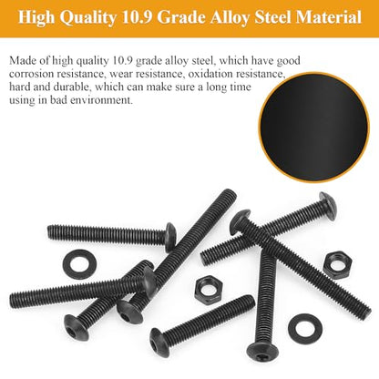 55 Pieces M5 x 30mm Button Head Socket Cap Screws, Thread Pitch 0.8mm, Sutemribor M5 Black Screws, 10.9 Grade Alloy Steel, Black Oxide Finish, Fully Threaded - size: M5 x 30mm, style: Button Head