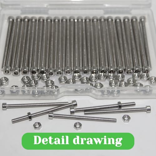 80 Pcs M3 x 45mm Socket Head Cap Screws Metric, Allen Socket Drive, 304 Stainless Steel, Full Thread, Bright Finish, Machine Thread - size: M3 x 45-80Pcs-Silver