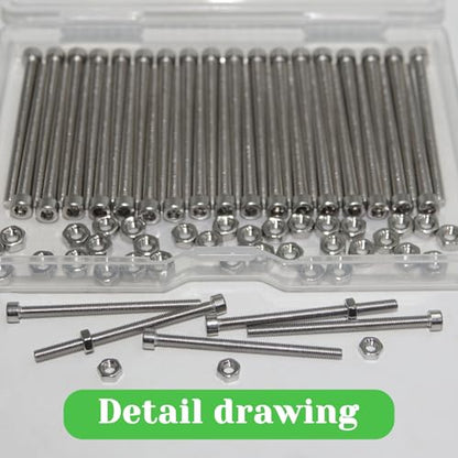 80 Pcs M3 x 45mm Socket Head Cap Screws Metric, Allen Socket Drive, 304 Stainless Steel, Full Thread, Bright Finish, Machine Thread - size: M3 x 45-80Pcs-Silver