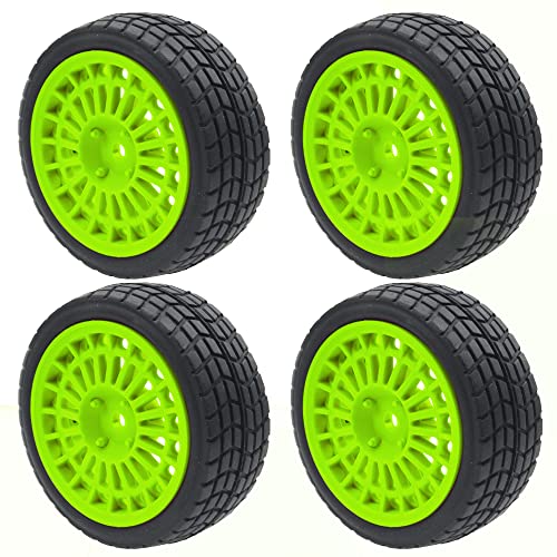 OD2.75'' Nylon 12mm Hex Hub Wheel Rims & Rubber Tires Compatible with HSP Tamiya HPI Traxxas 1/10 1/12 On-Road Car,WLtoys 144001 A959 124018 LaTrax RC Buggy (Green) - color: Green