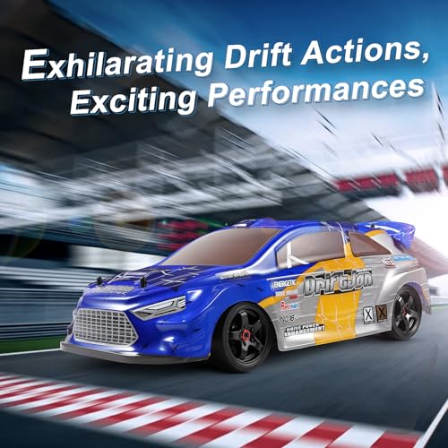 HAIBOXING 2197, RC Drift Cars, 1/18 Scale, High Speed Performance with Gyro | 2.4GHz Remote Control Cars, 28 KM/H RTR for Kids and Adults, Electric Powered 4WD RC Rally Car with 2 Rechargeable Batteries. - color: 2197 Blue