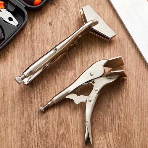 Lasnten 2 Pcs 10 Inch 8 Inch Original Locking Sheet Metal Tool Carbon Steel Clamp Heavy Duty Bender Tool Duck Bill Pliers Sheet Metal Bender Parts, Heat-Treated Plated Welding Plier