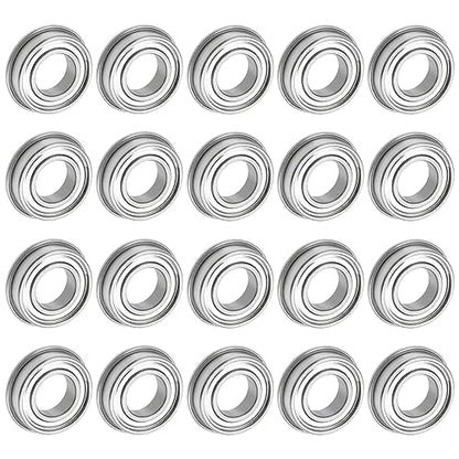 uxcell MF85ZZ Flanged Ball Bearing 5x8x2.5mm Double Shielded Chrome Steel Flange Bearings, 20pcs