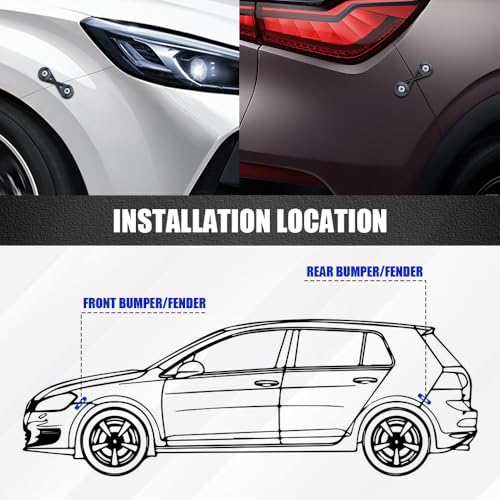 Universal Bumper Quick Release Kit, Front Rear Quick Release Bumper Clips, Bumper Fasteners Holders with Stainless Steel Screws Kit for Cars (2 Titanium Release Tabs and 12 Customized O-Rings)